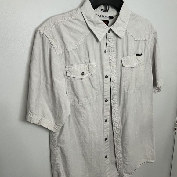 Ocean Current White Shirt Button Down Short Sleeve Mens Medium With Pockets NWOT - Picture 3 of 9